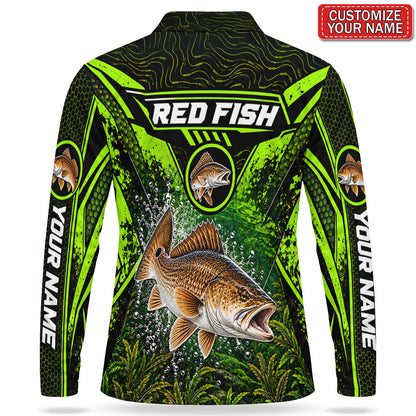 Personalized Neon Green Bass Fishing Men's Long Sleeve Polo