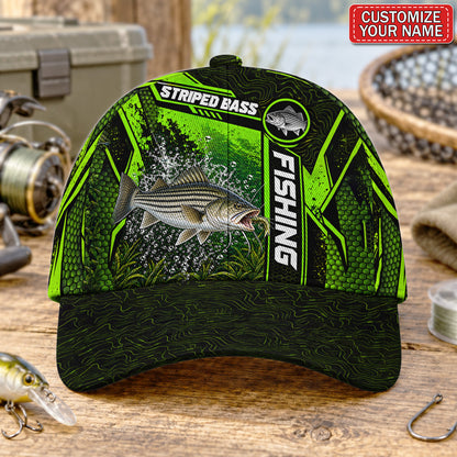 Personalized Neon Green Bass Fishing Baseball Cap