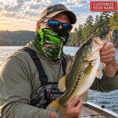 Personalized Bass and Lure Neon Green Fishing Mask