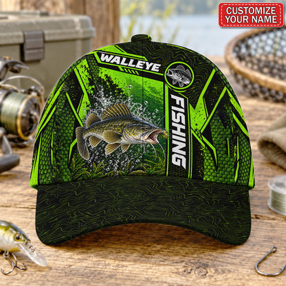 Personalized Neon Green Bass Fishing Baseball Cap