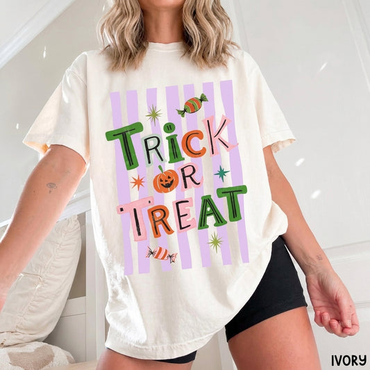Trick or Treat Shirt, Comfort Colors® Halloween Tshirt,Retro Halloween Tee