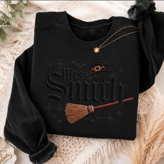 Custom Halloween Teacher Sweatshirt, Personalized Mrs Smith Embroidered Shirt