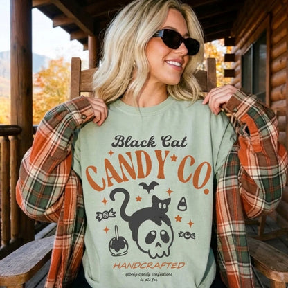 Black Cat Halloween Shirt, Black Cat Candy Co. Shirt, Trick or Treat Shirt, Funny Halloween Tee