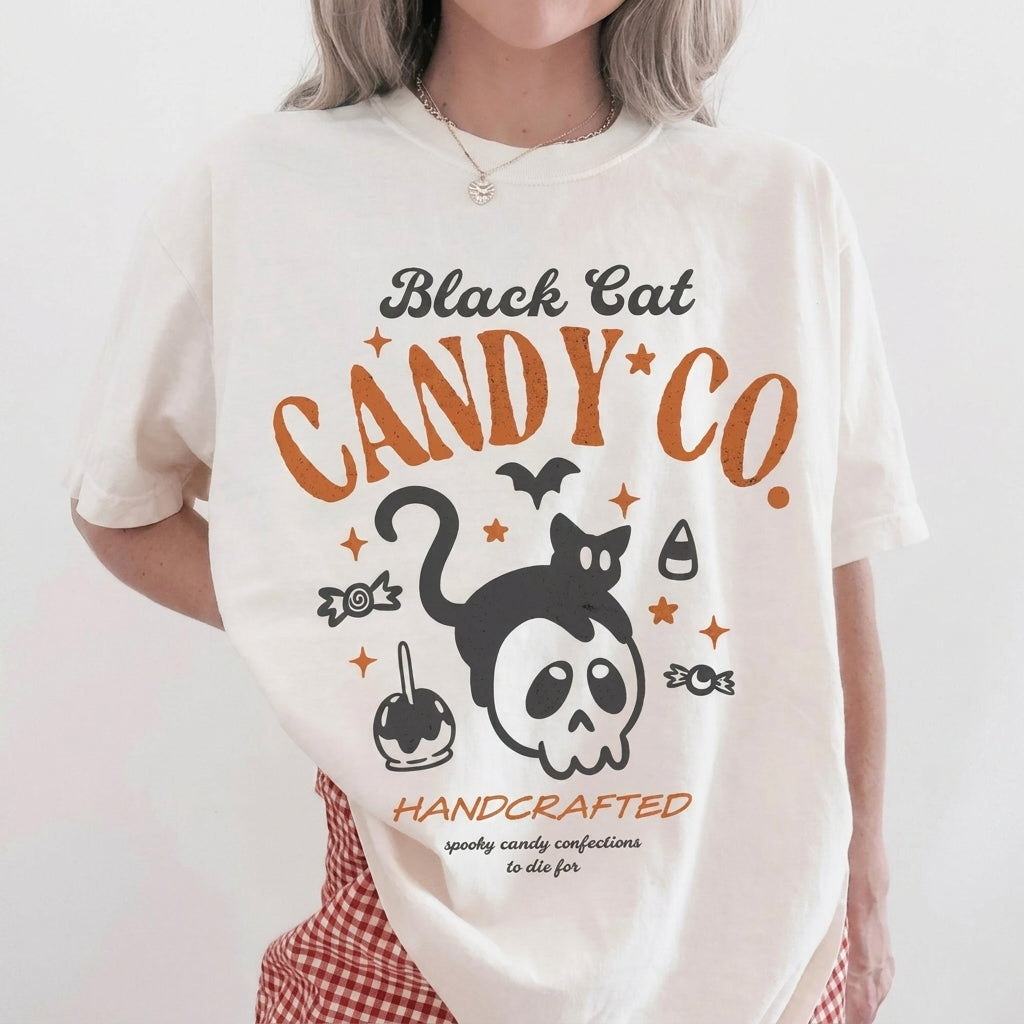 Black Cat Halloween Shirt, Black Cat Candy Co. Shirt, Trick or Treat Shirt, Funny Halloween Tee