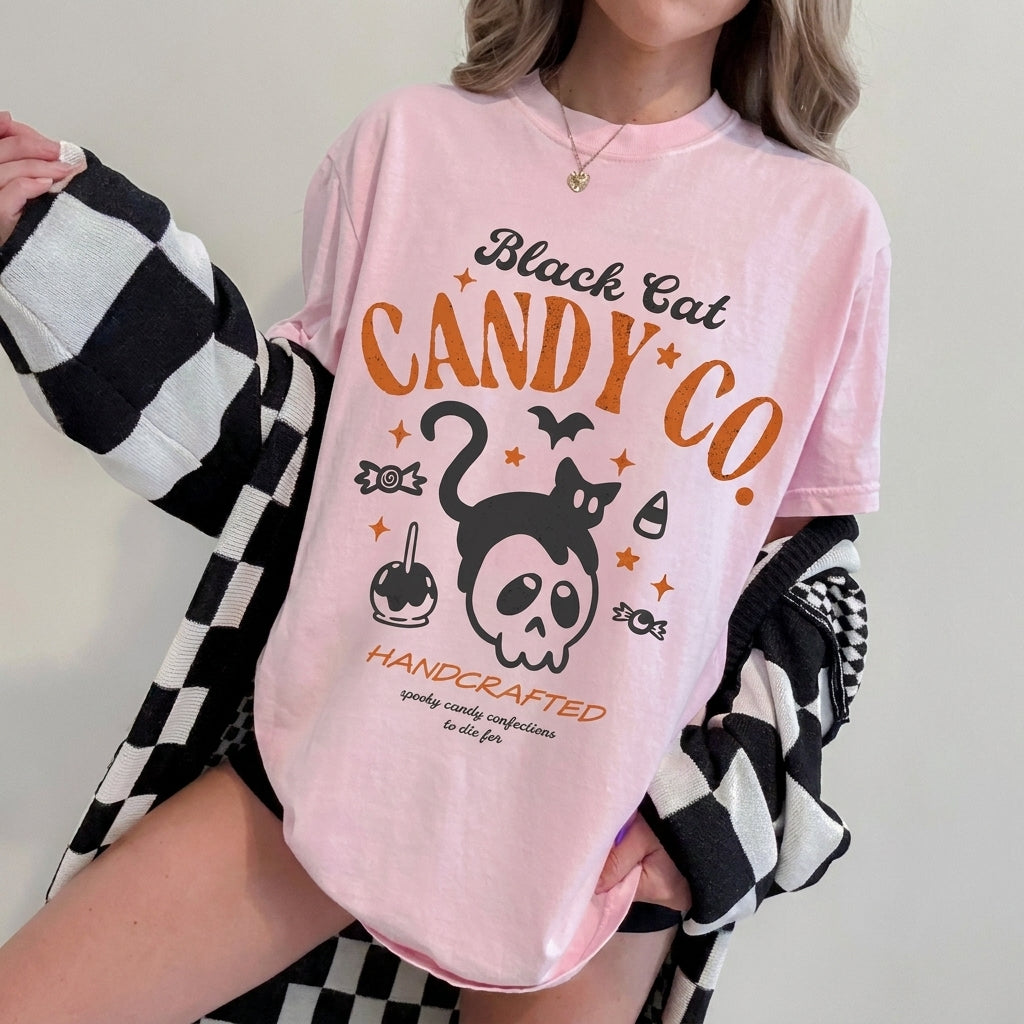 Black Cat Halloween Shirt, Black Cat Candy Co. Shirt, Trick or Treat Shirt, Funny Halloween Tee