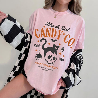 Black Cat Halloween Shirt, Black Cat Candy Co. Shirt, Trick or Treat Shirt, Funny Halloween Tee