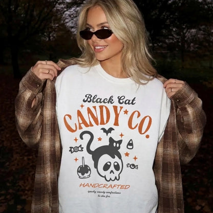 Black Cat Halloween Shirt, Black Cat Candy Co. Shirt, Trick or Treat Shirt, Funny Halloween Tee