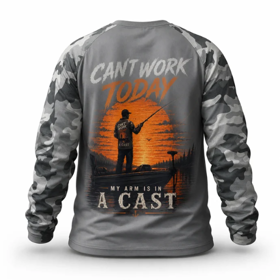 Can't Work Today – Fishing Camo UPF Long Sleeve Shirt