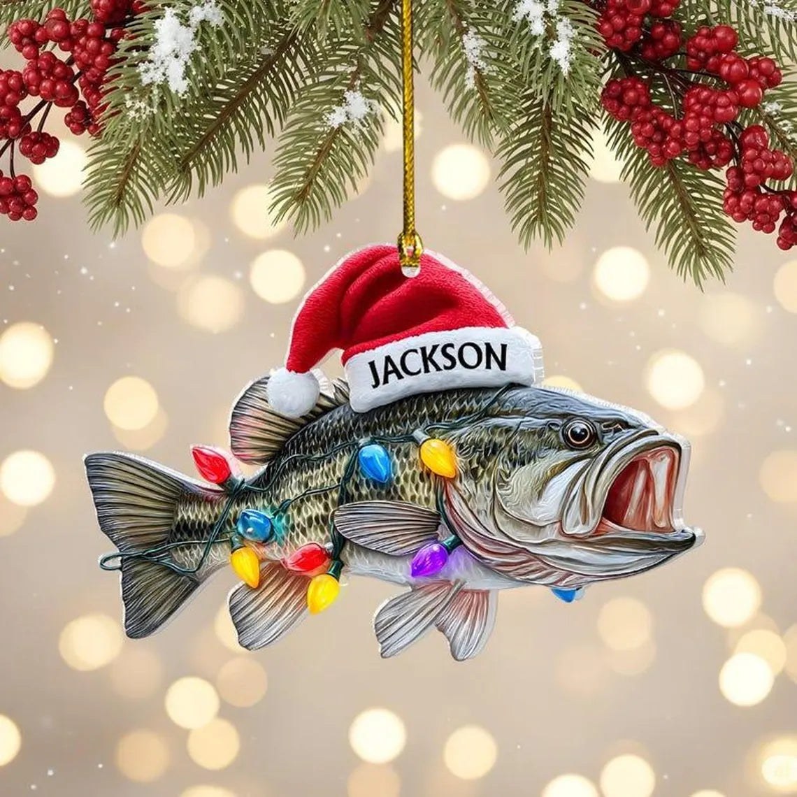 Personalized Fish Christmas 2D Flat Acrylic Ornament