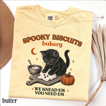 Comfort Colors® Kitty Biscuits Shirt Spooky Season Tee Black Cat Halloween Fall TShirt Vintage