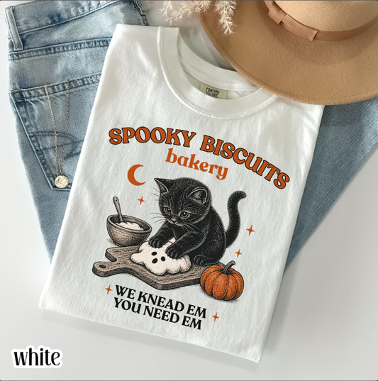 Comfort Colors® Kitty Biscuits Shirt Spooky Season Tee Black Cat Halloween Fall TShirt Vintage