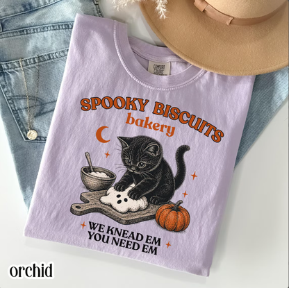 Comfort Colors® Kitty Biscuits Shirt Spooky Season Tee Black Cat Halloween Fall TShirt Vintage