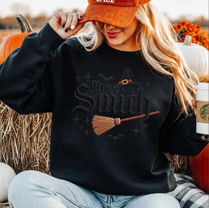 Custom Halloween Teacher Sweatshirt, Personalized Mrs Smith Embroidered Shirt