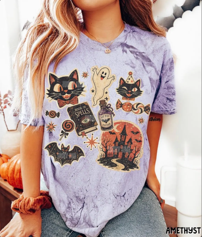 Retro Halloween Shirt, Comfort Colors® Tie Dye Halloween Party Tee, Spooky Season Shirt
