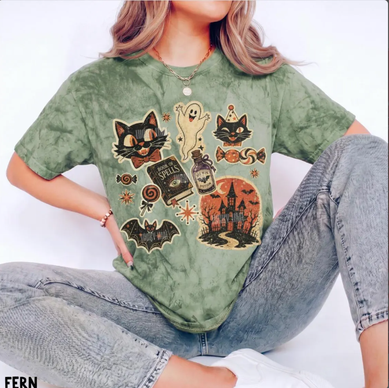 Retro Halloween Shirt, Comfort Colors® Tie Dye Halloween Party Tee, Spooky Season Shirt