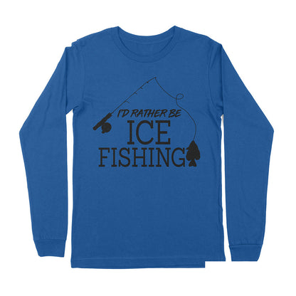 I'd rather be Ice fishing crappie Ice Hole Fish Frozen Winter Snow Angling , funny ice fishing shirts D02 NPQ401 Premium Long Sleeve