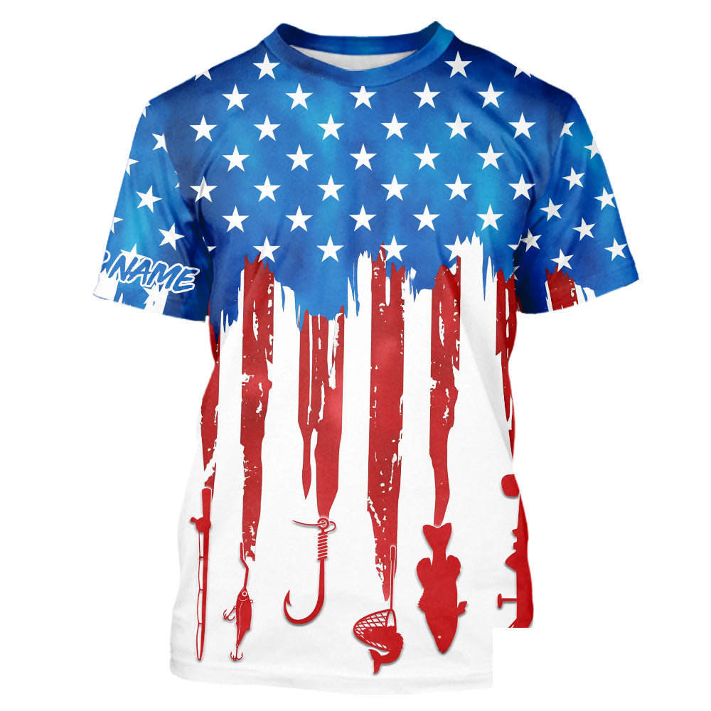 American flag UV protection fishing shirt fishing jersey with hood for fisherman