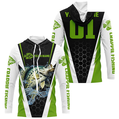 Custom Crappie Fishing Jerseys, Crappie Tournament Fishing Shirts With Team Name And Number | Green IPHW6405