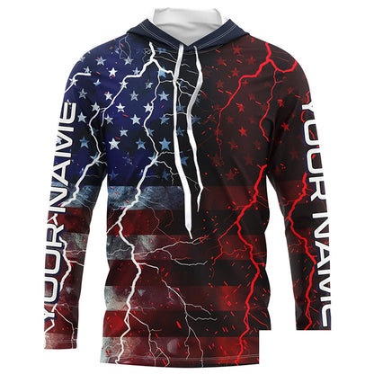 American Flag Custom Long Sleeve Uv Protection Fishing Shirts, Patriotic Fishing Jersey IPHW6852