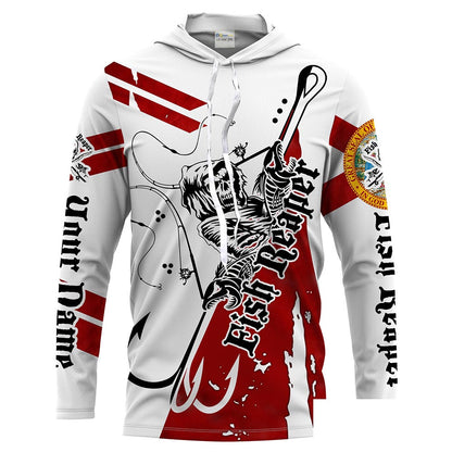 Florida Fish reaper Custom Men Long Sleeve Fishing Shirts, Florida flag performance fishing shirts - HPW68
