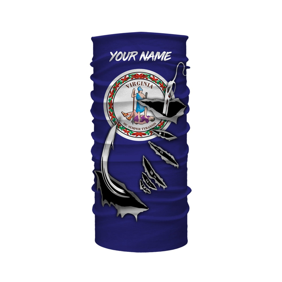 VA Virginia Flag Fishing 3D Fish Hook UV protection quick dry customize name long sleeves shirts personalized Patriotic fishing apparel gift for Fishing lovers IPH1910