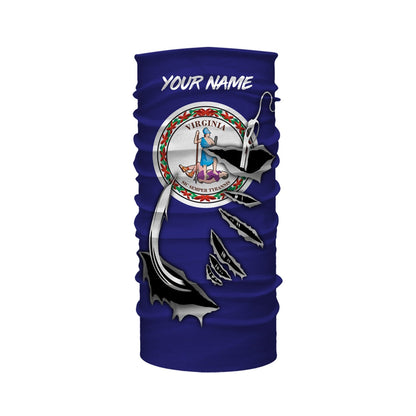 VA Virginia Flag Fishing 3D Fish Hook UV protection quick dry customize name long sleeves shirts personalized Patriotic fishing apparel gift for Fishing lovers IPH1910