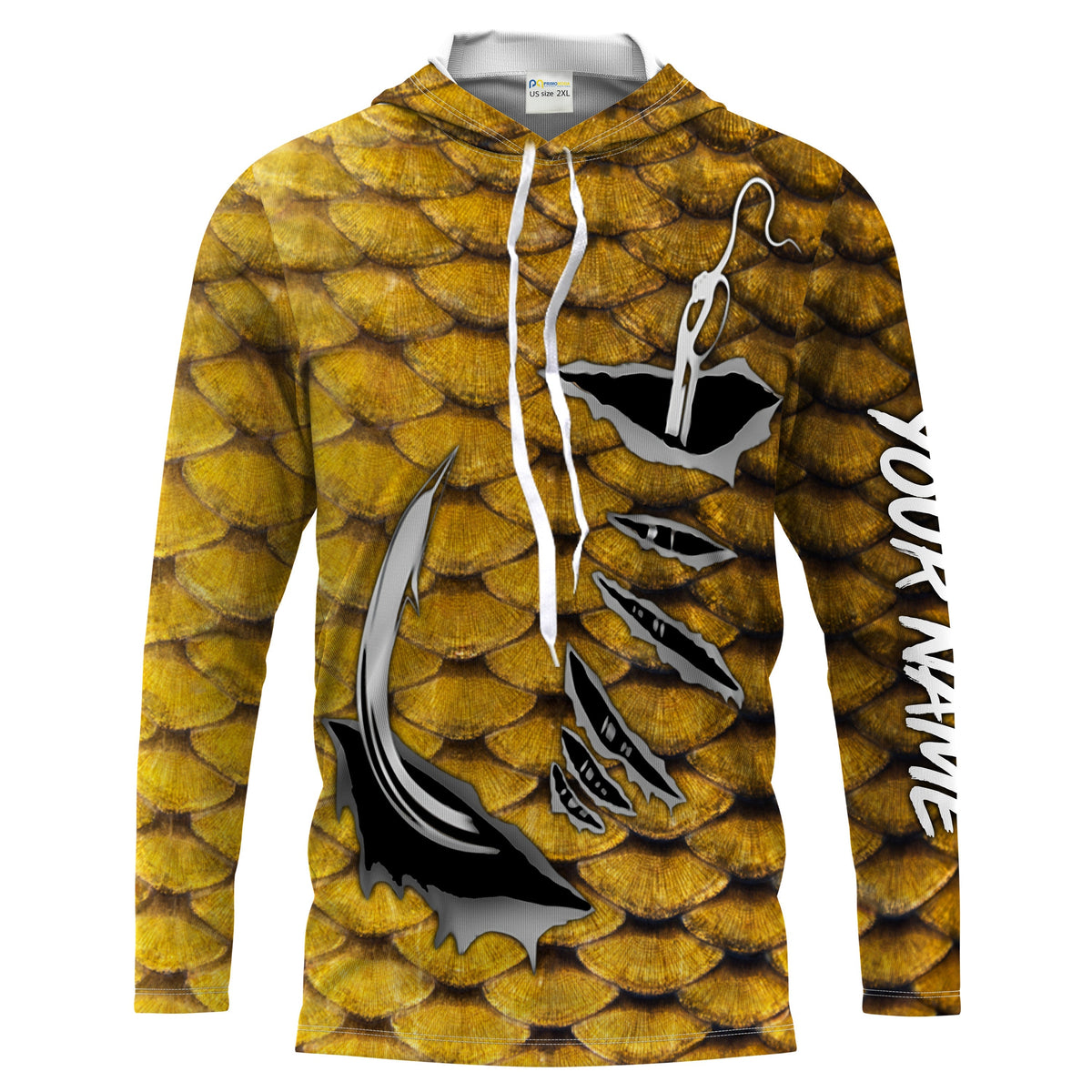 Carp Fish scales Custom men Long sleeve performance Fishing Shirts UV Protection - HPW119