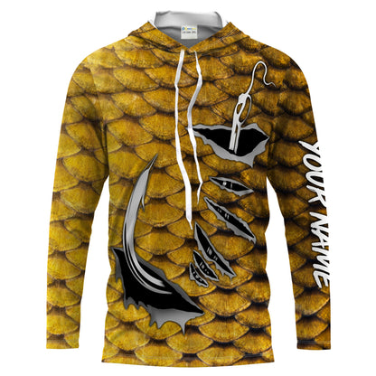 Carp Fish scales Custom men Long sleeve performance Fishing Shirts UV Protection - HPW119
