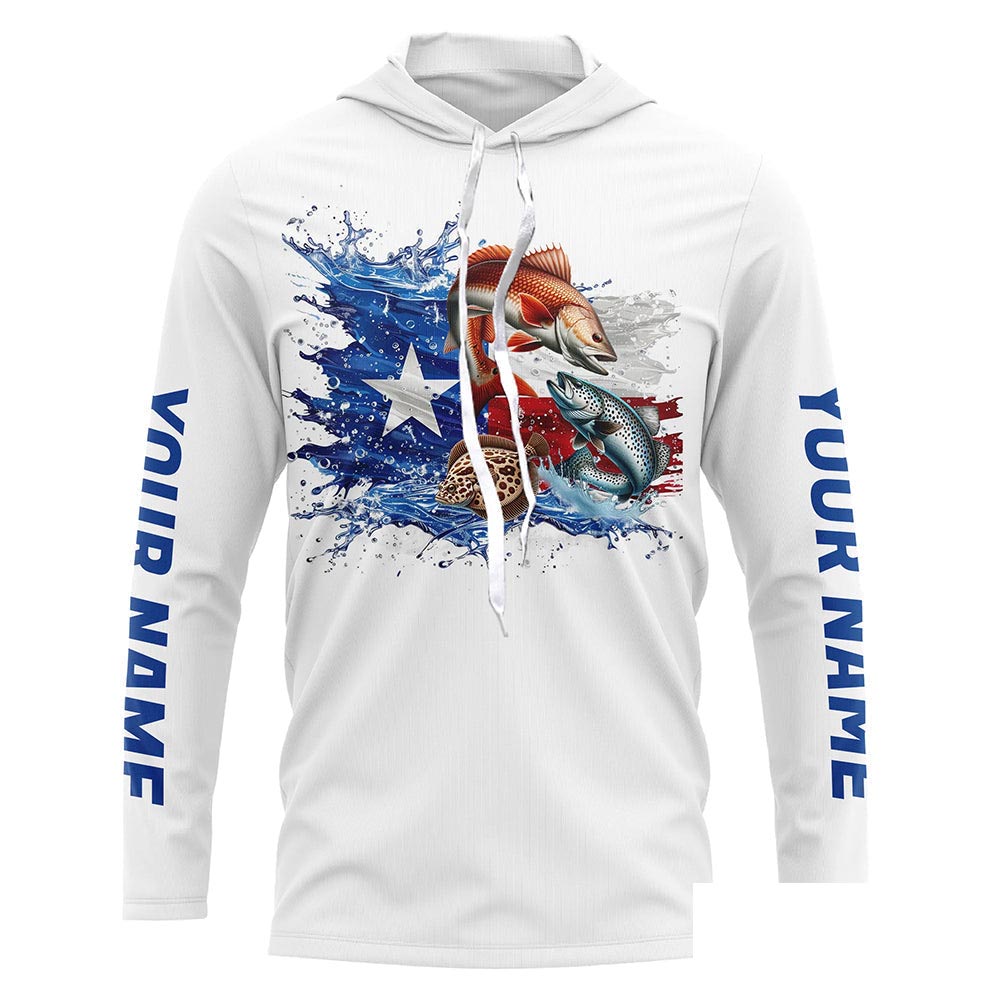 Personalized Texas Slam Redfish, Trout, Flounder Long Sleeve Fishing Shirts, Texas Fishing Jerseys IPHW7053