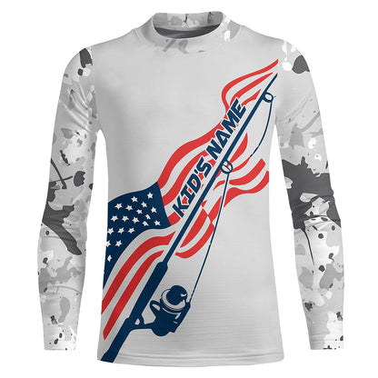 Gray Camo Us Fishing American Flag Custom Long Sleeve Patriotic Fishing Shirts Fishing Gifts IPHW7352