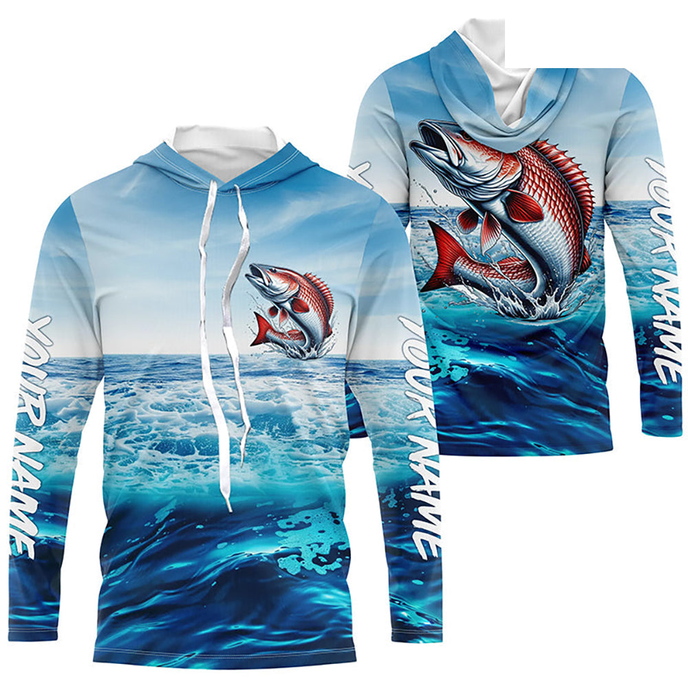 Redfish Puppy Drum Fishing Custom Performance Long Sleeve Uv Protection Shirts, Saltwater Fishing IPHW6115