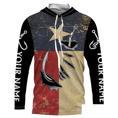 Texas Fishing 3D Fish Hook patriotic fish on Custom name fishing jerseys | Long sleeve, Long Sleeve Hooded NPQ814
