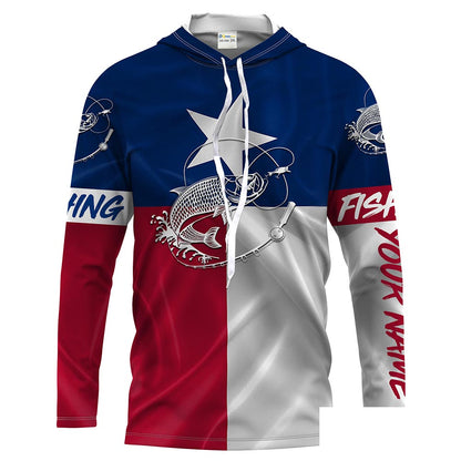 Tarpon fishing Texas Flag Customize Name UV protection long sleeves fishing shirt for men NPQ78