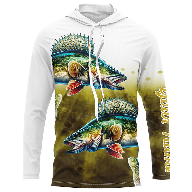 Walleye Fishing Customize name 3D All Over Printed long sleeve fishing shirts NQS264