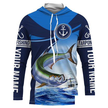 Tarpon fishing Custom name Tarpon sun protection Long sleeve fishing shirts, Long Sleeve Hooded NPQ907