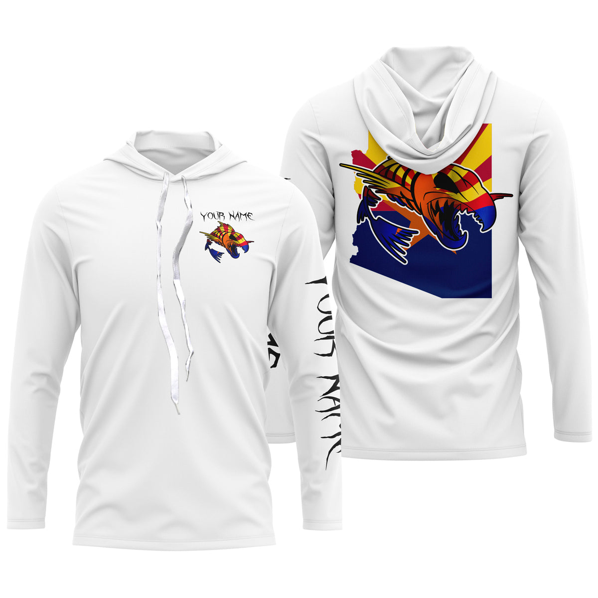 Arizona fishing fish reaper skull Custom name Long sleeve, Long Sleeve Hooded NPQ942