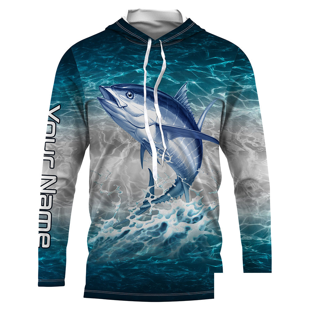 Tuna fishing blue sea water camo Custom name Long sleeve, Long Sleeve Hooded NPQ853