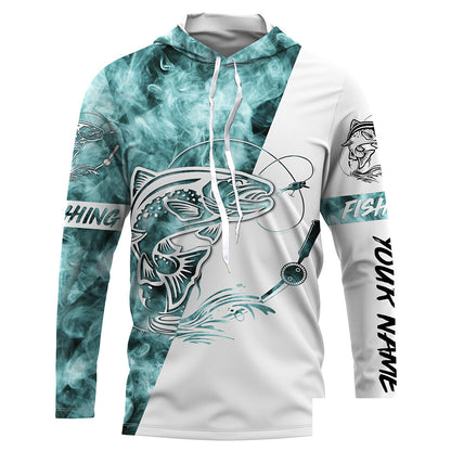 Trout Fishing Blue Smoke 3D Custom Name Shirts Personalized Fishing Gifts | Long sleeves - SDF141